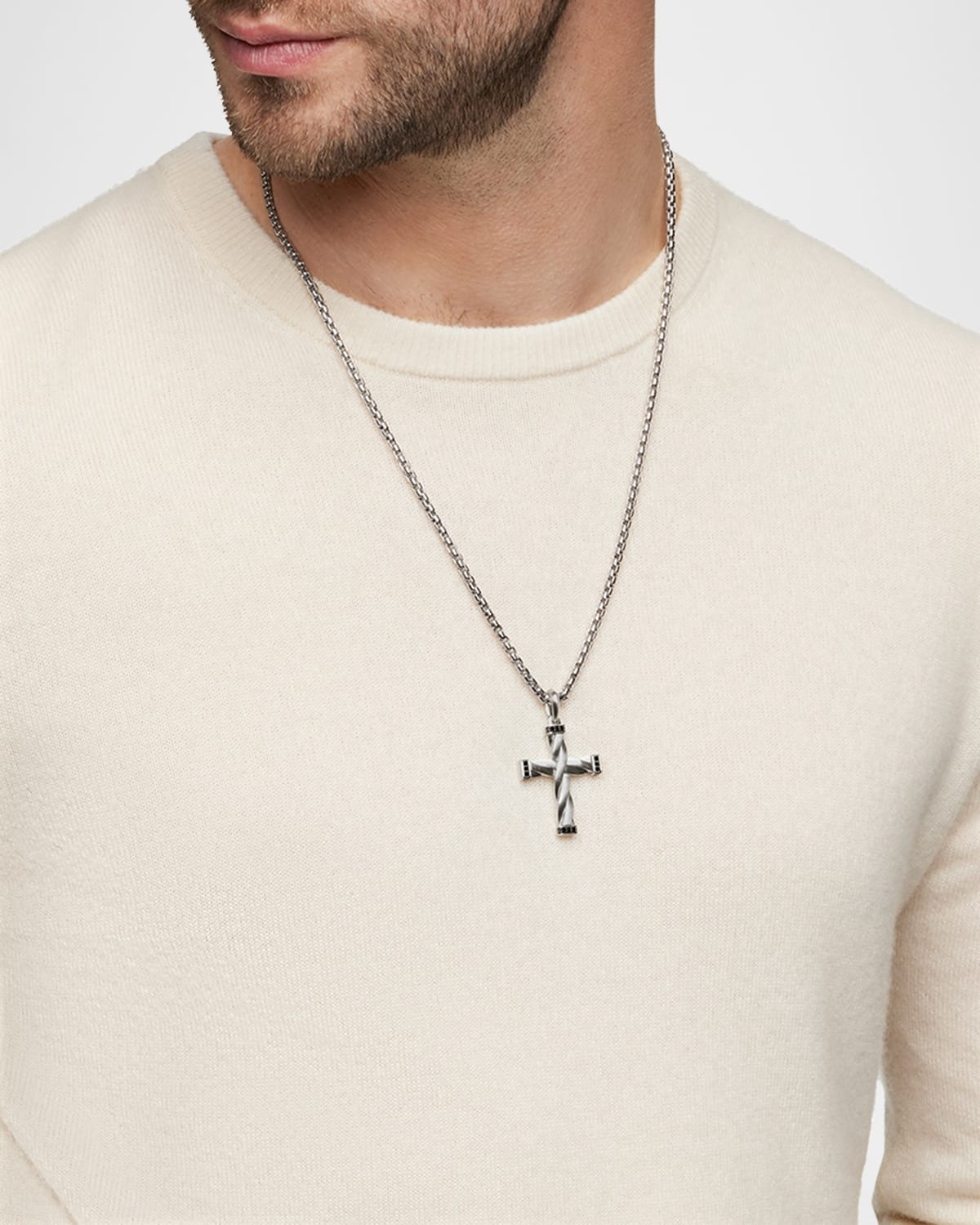 DY Helios Cross Pendant in Silver, 36mm - 2