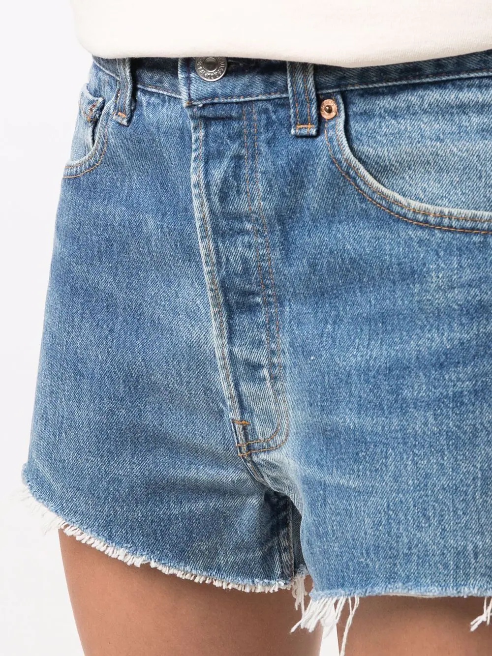 raw-edge denim shorts - 5