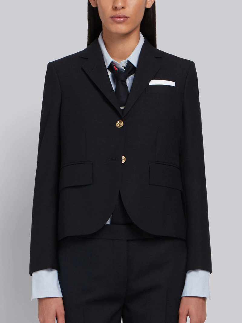 Navy 2-ply Wool Fresco Single Breasted High Armhole Sport Coat - 1