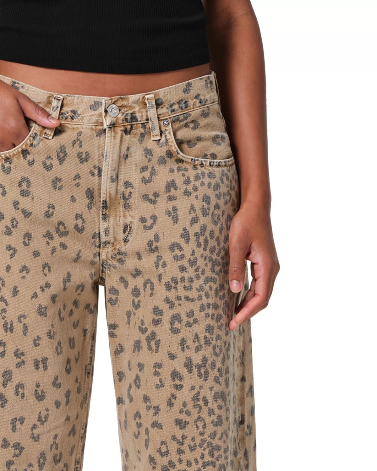 Miro High Rise Relaxed Jeans in Natural Cheetah - 7