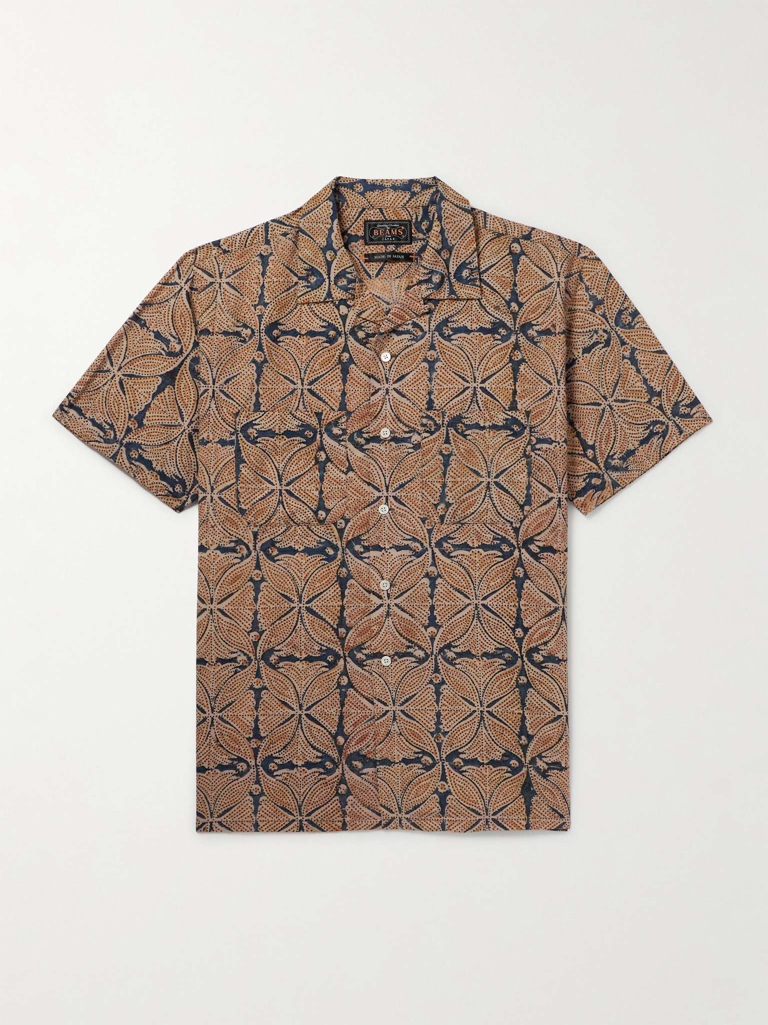 Convertible-Collar Printed Cotton-Gauze Shirt - 1