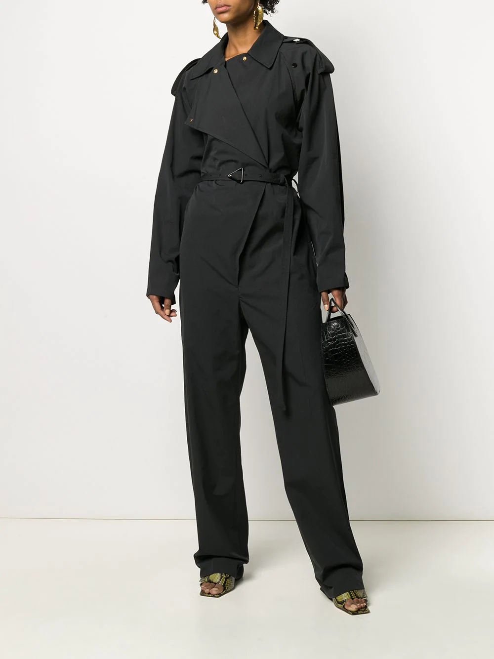 wide lapel belted jumpsuit - 2