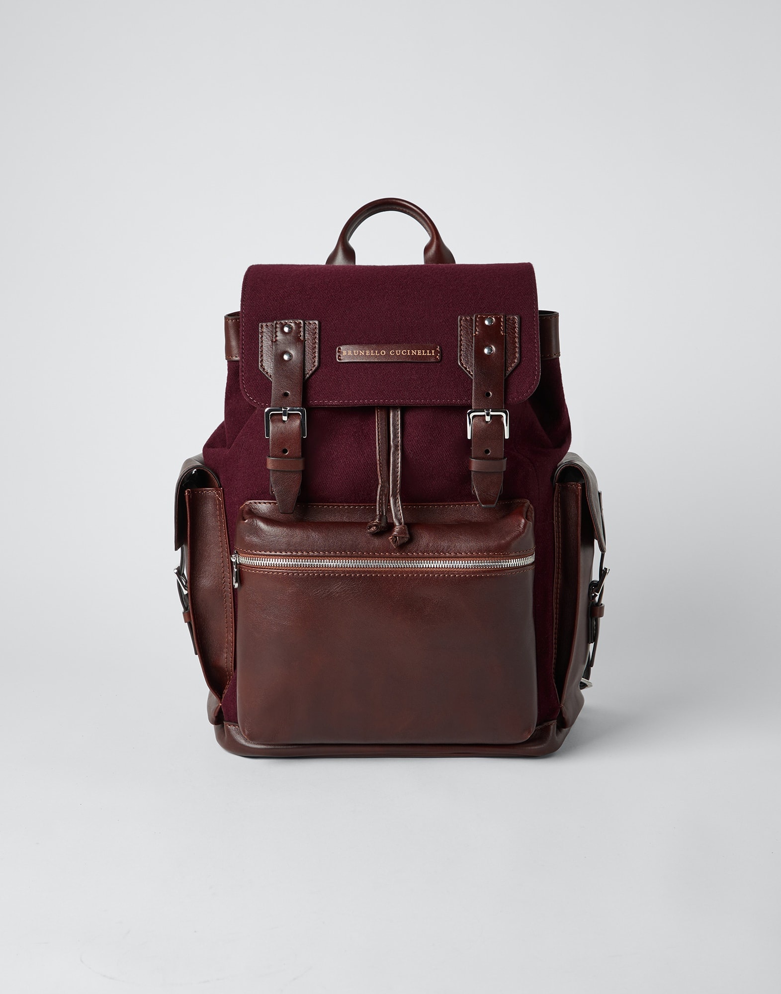 Burnished calfskin and techno flannel city backpack - 1