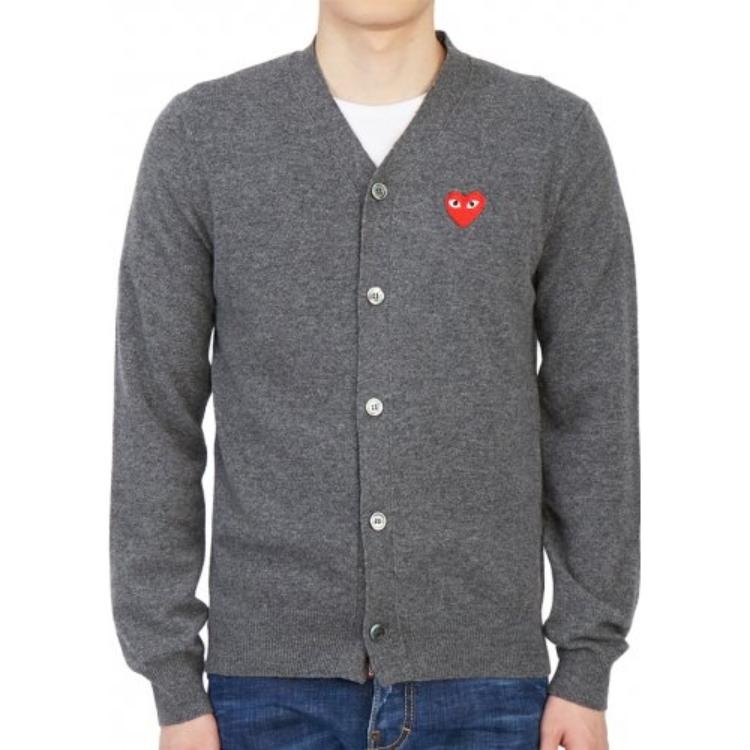 COMME des GARCONS PLAY Cardigan Red Emblem 'Grey' AZ-N008-051-3 - 3