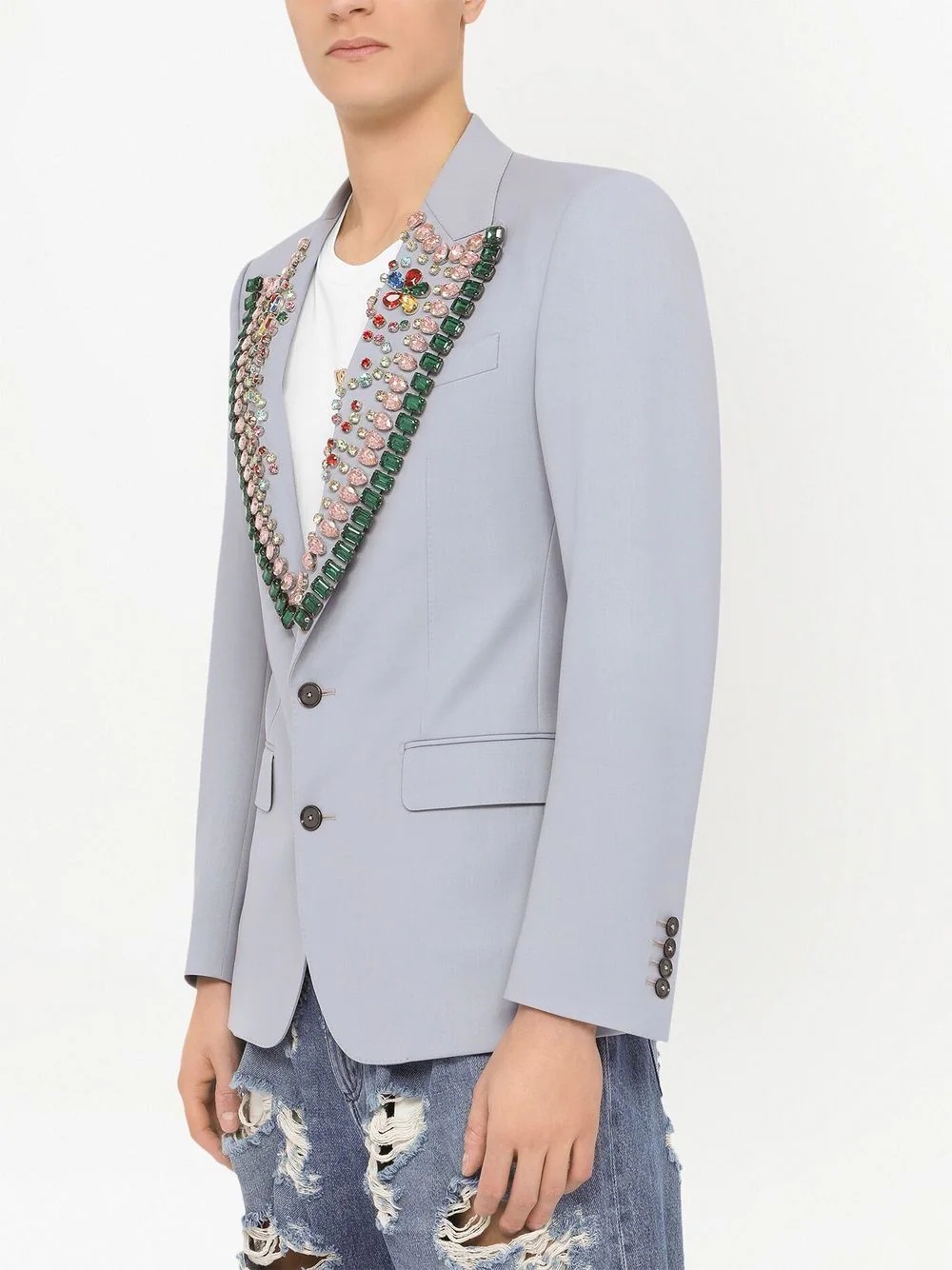 gemstone-embellished tailored blazer - 5