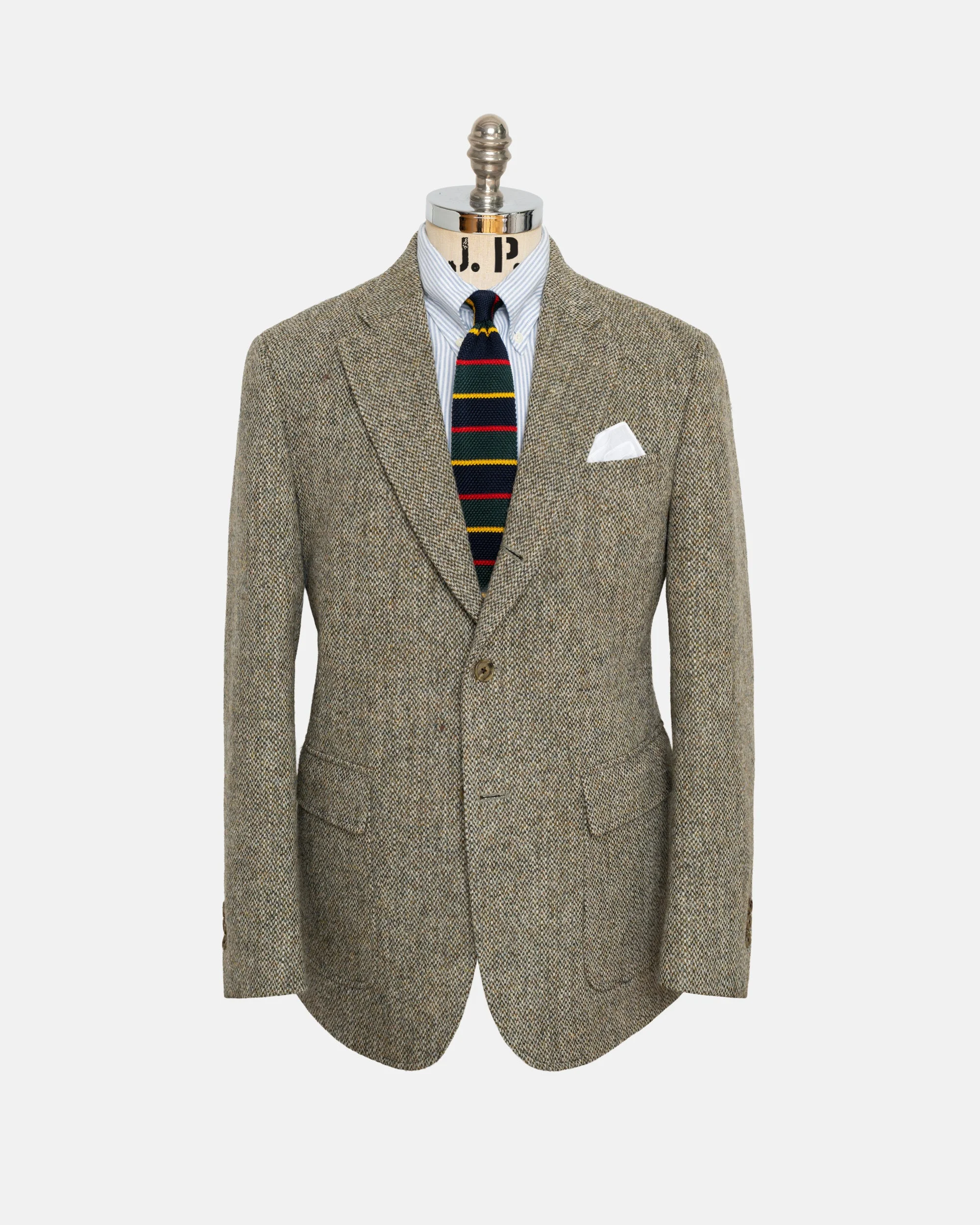 MADE-IN-CANADA LIGHT OLIVE BARLEYCORN HARRIS TWEED SPORT COAT - 1