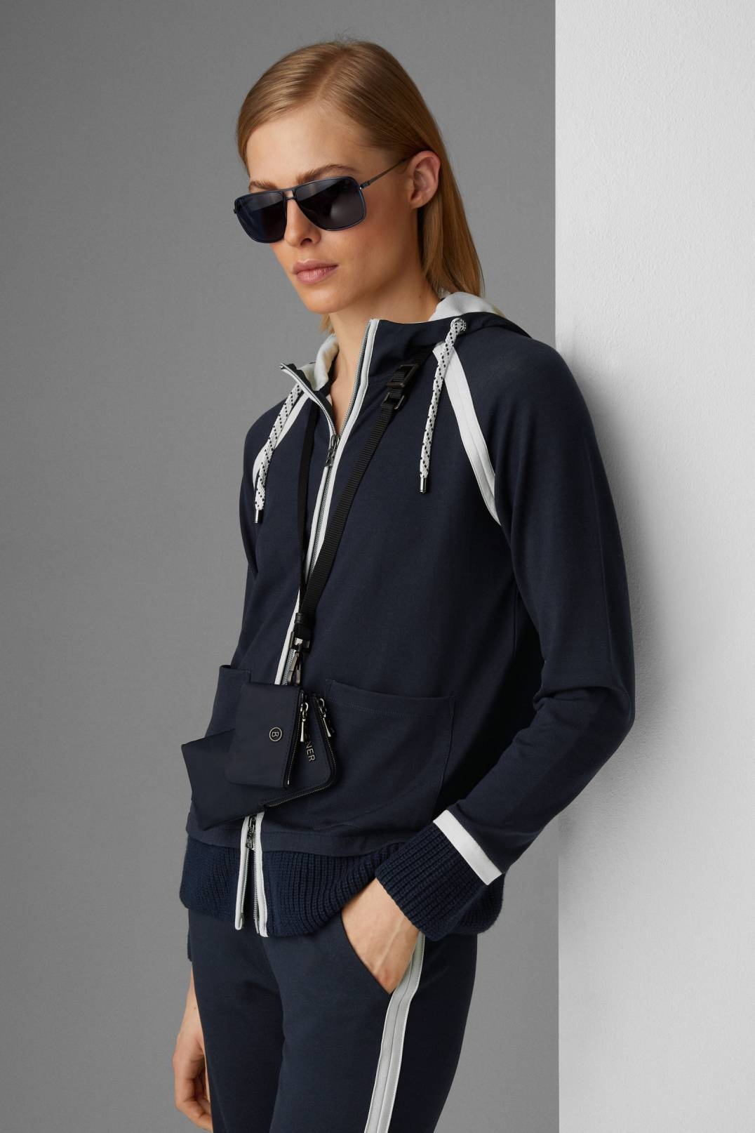KELLI SWEATSHIRT JACKET IN NAVY BLUE/WHITE - 5