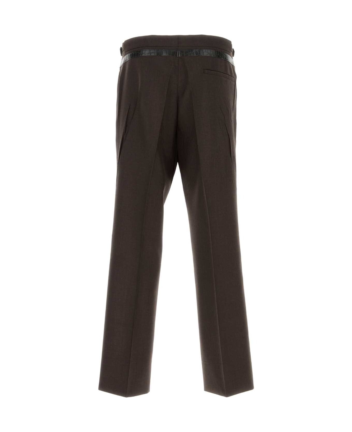 Dark Brown Mohair Blend Wide-leg Pant - 2
