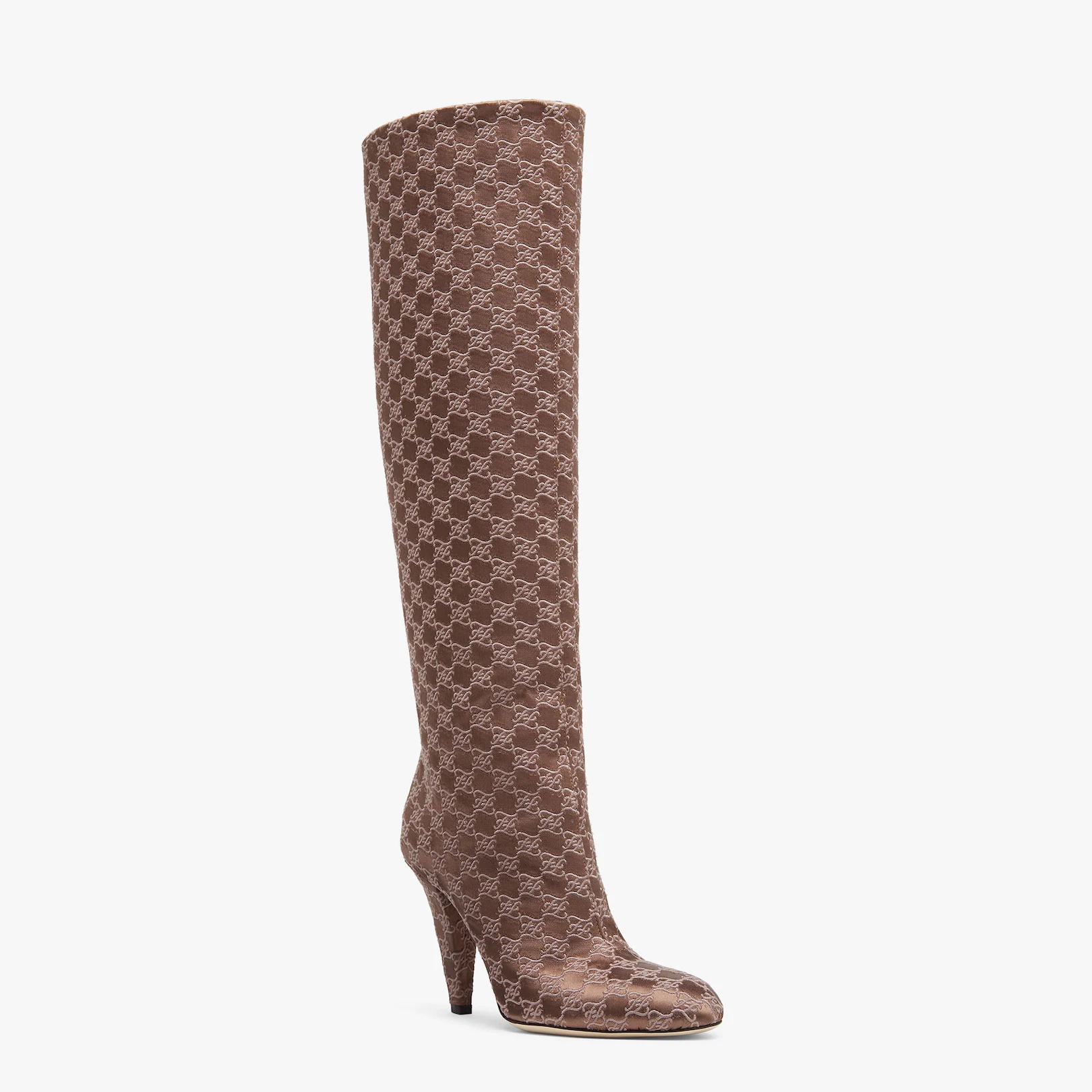High-heeled boots in brown fabric - 2
