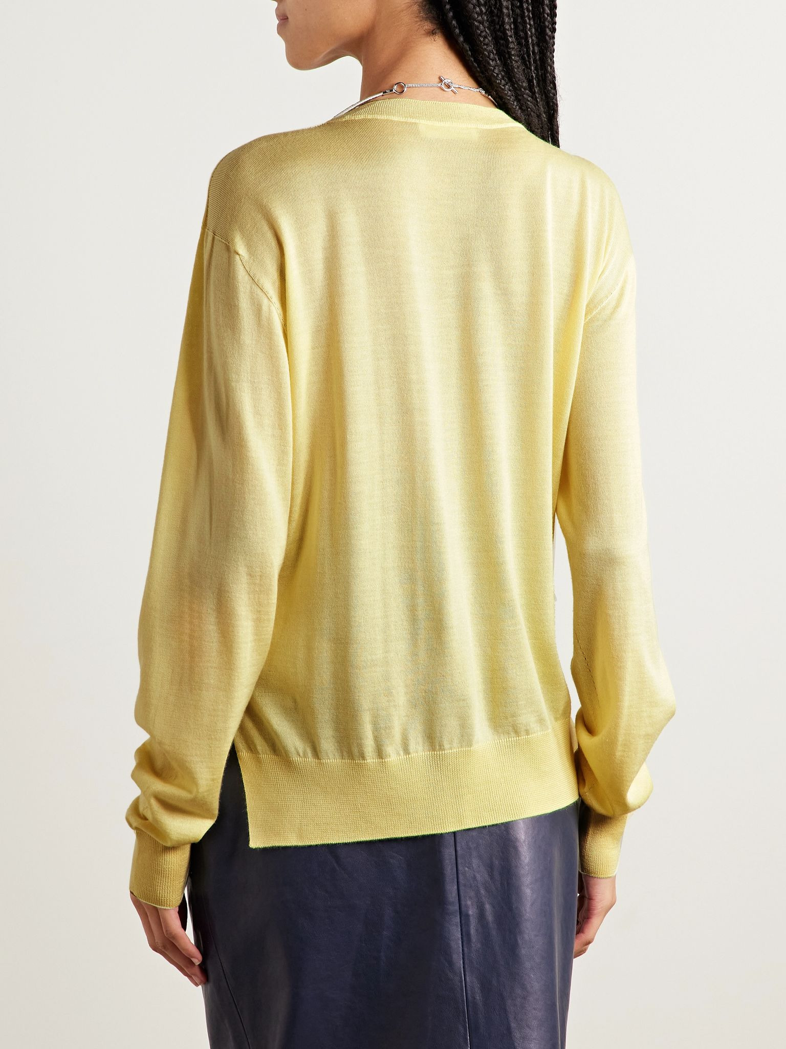 Cashmere, wool and silk-blend sweater Yellow - 3