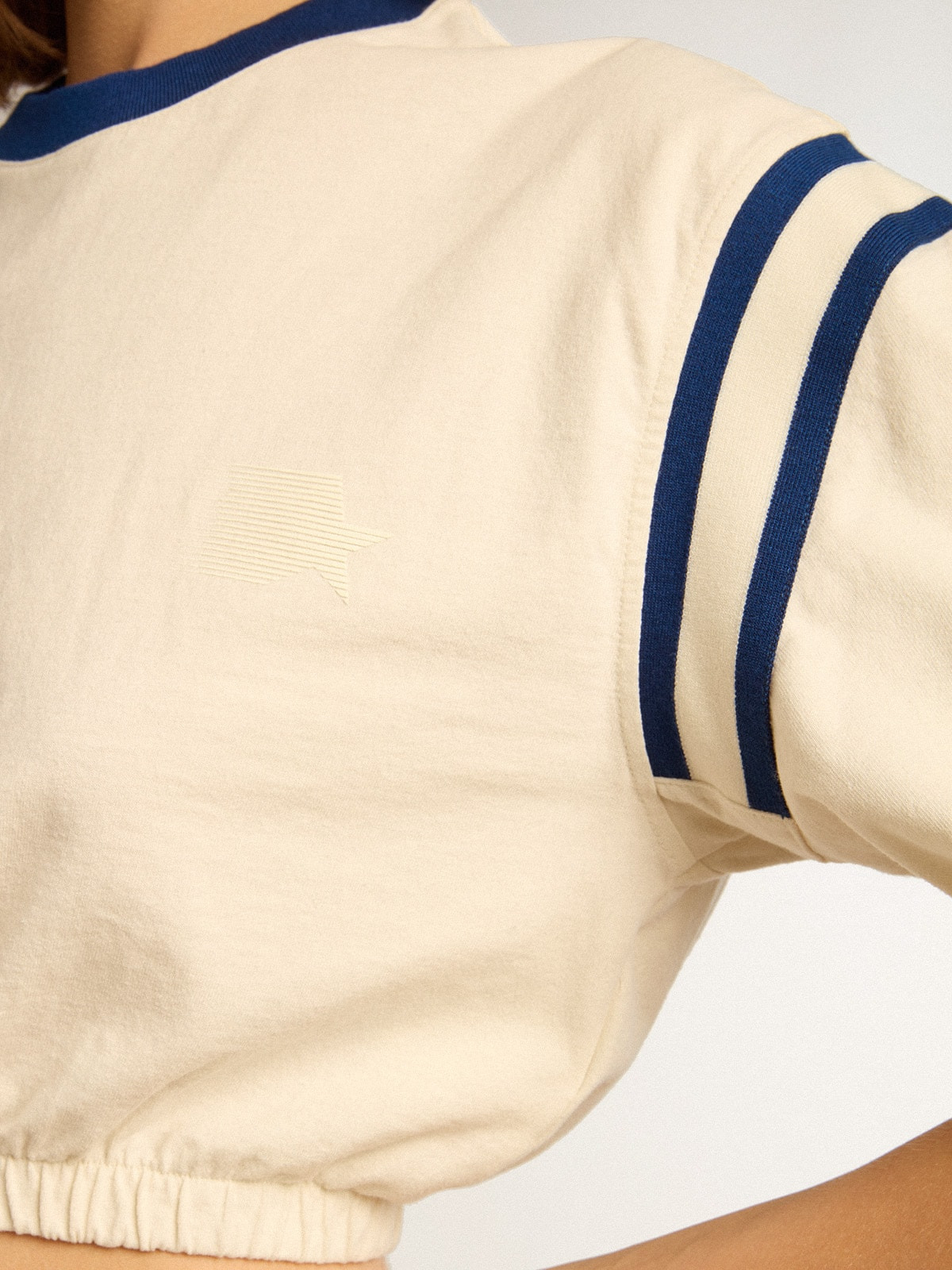 Aged white cotton cropped T-shirt with lettering on the back - 5