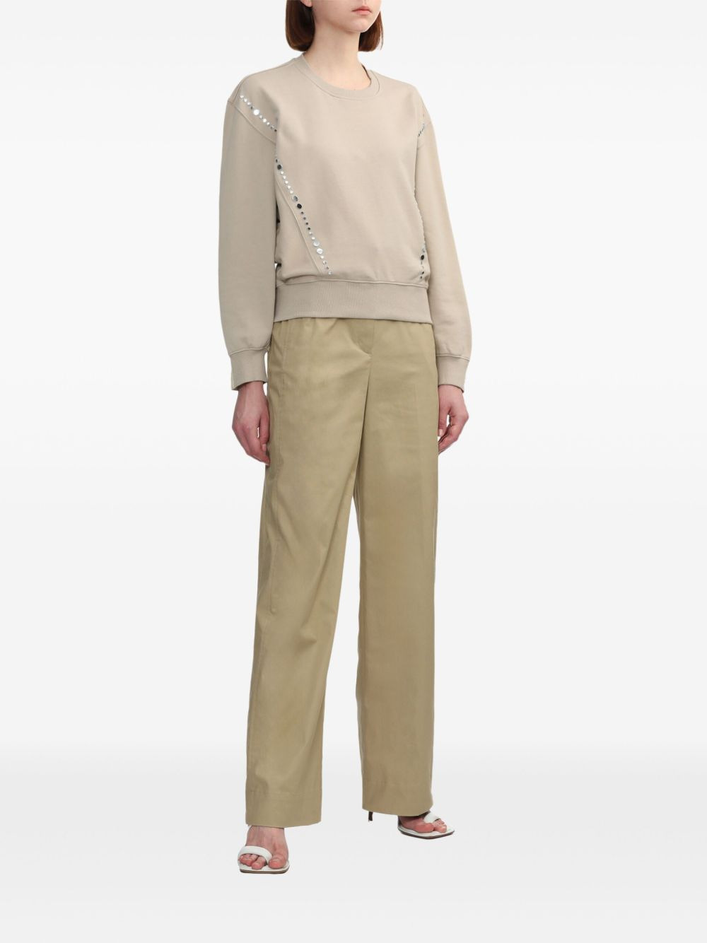 belted waist tabs straight-leg trousers - 2