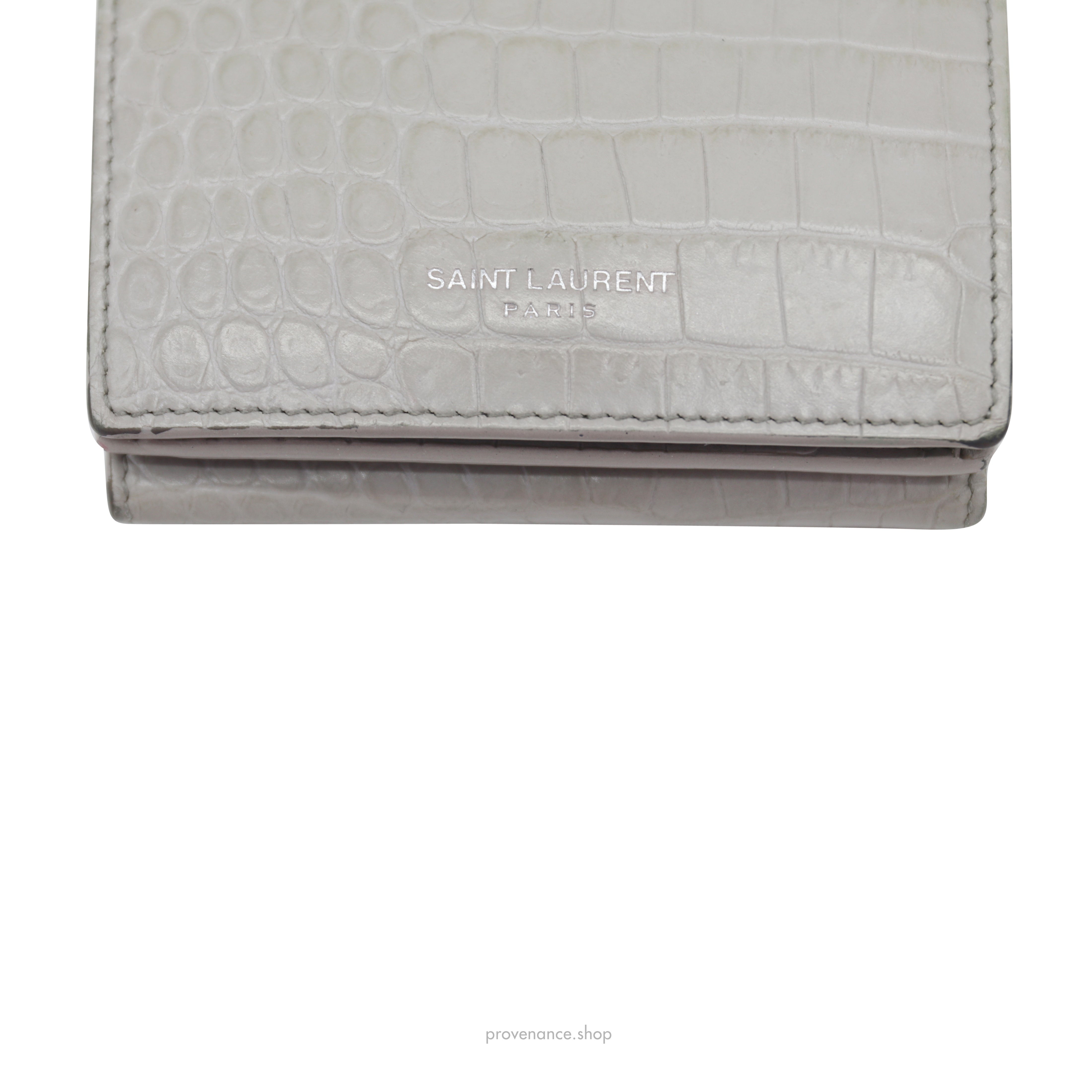SLP Compact Snap Card Wallet - Gray Croc Leather - 6