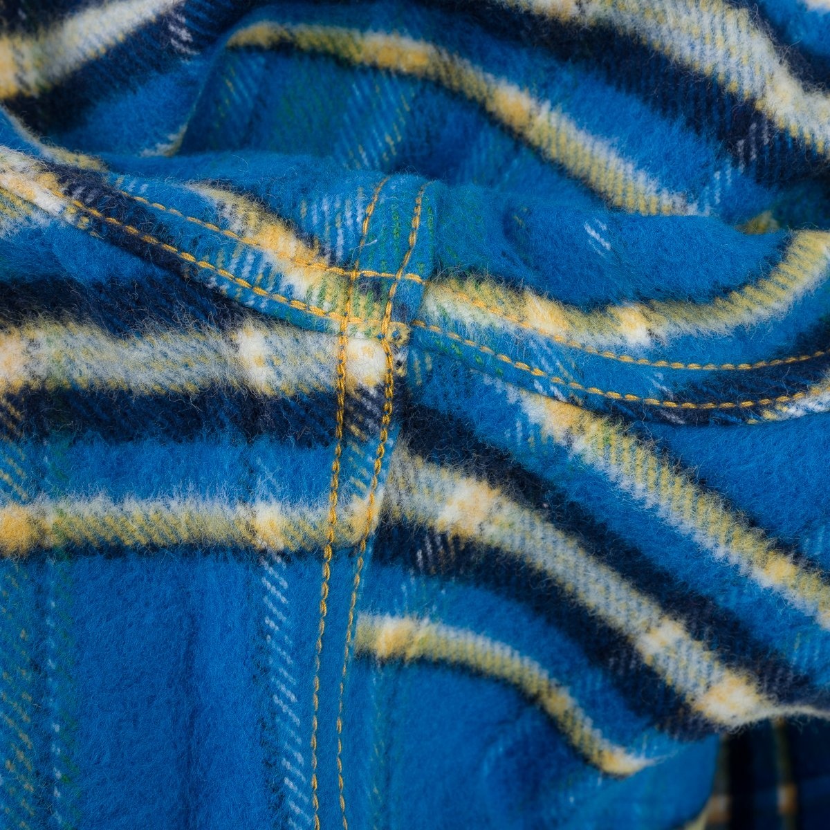 IHSH-370-BLU Ultra Heavy Flannel Tartan Check Western Shirt - Blue - 13