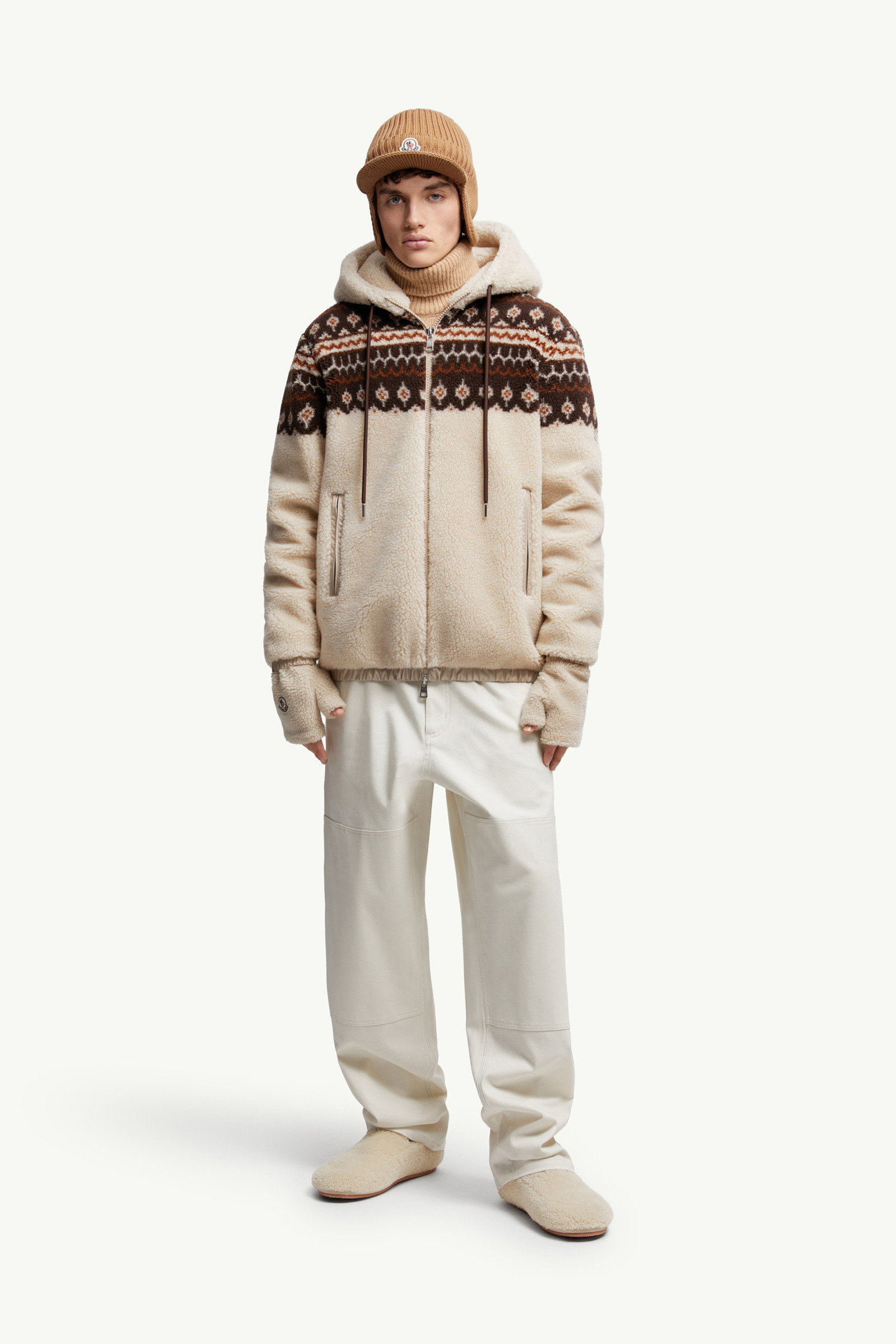 Geometric Jacquard Wool Blend Hoodie - 2