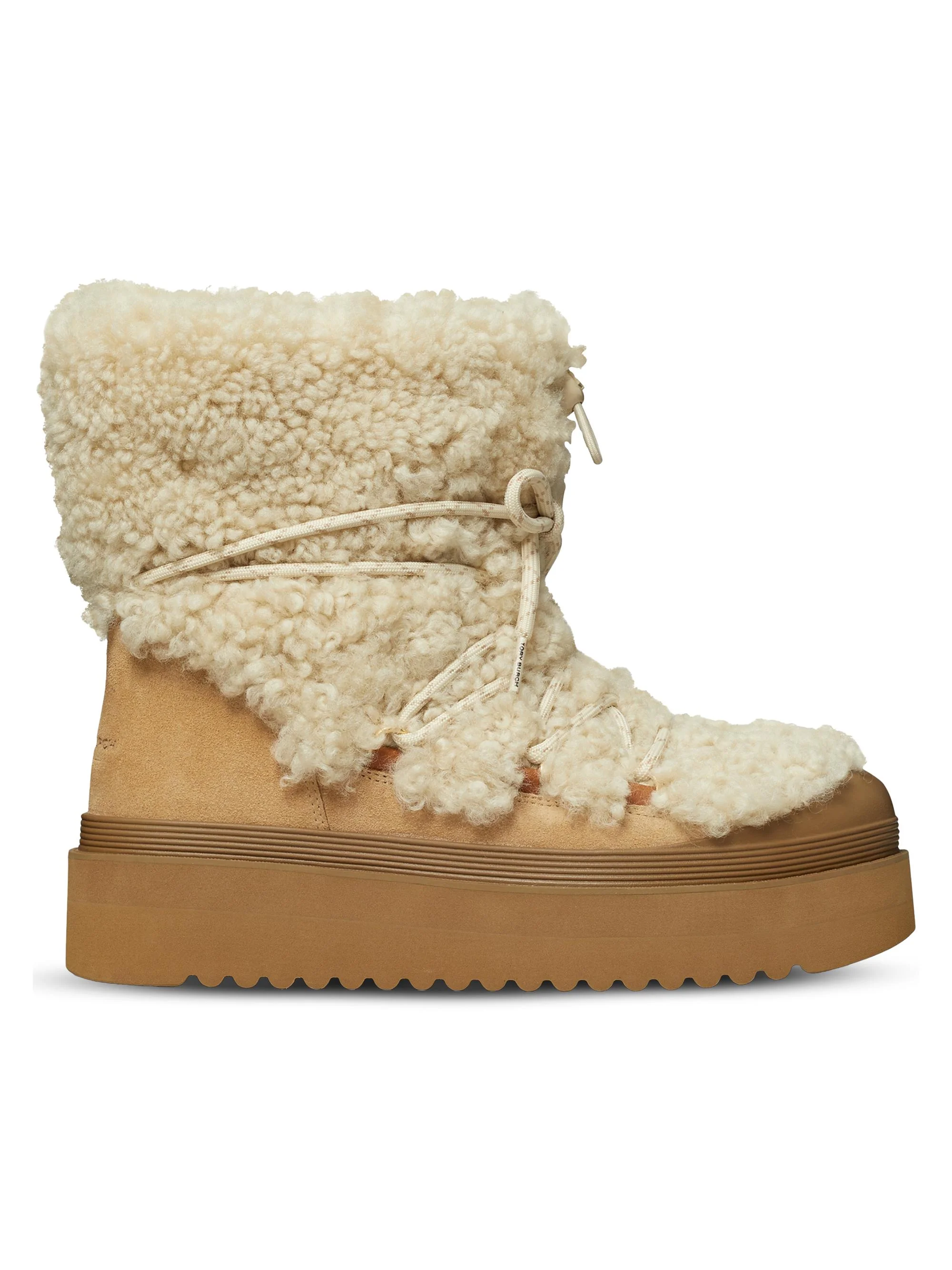 Women's Mellow Shearling-Suede Lace-Up Boots - Buttermilk - 1