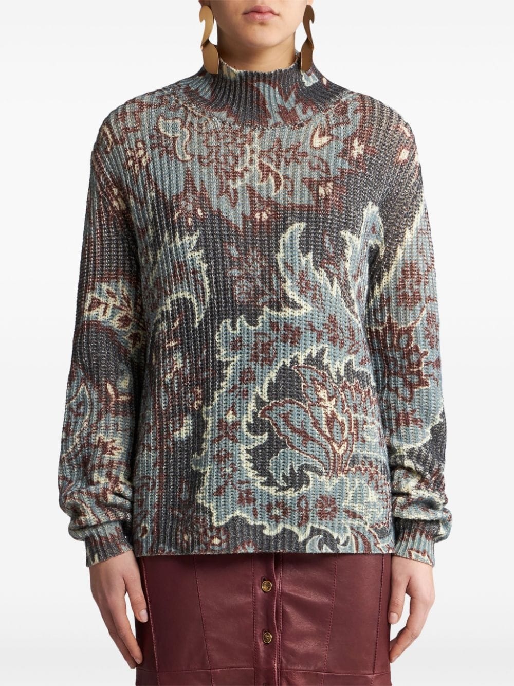floral-print wool sweater - 3