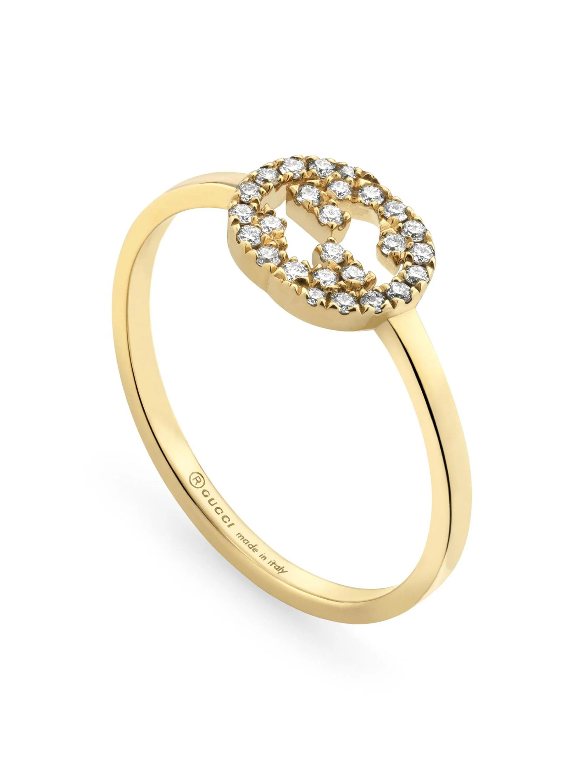 Women's Interlocking G 18K Yellow Gold & 0.12 TCW Diamond Ring - Yellow Gold - 1