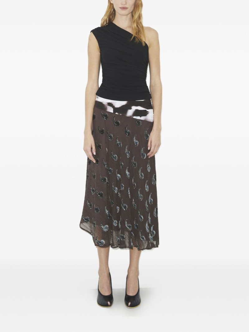 TORY BURCH paisley-pattern asymmetric midi skirt outlook