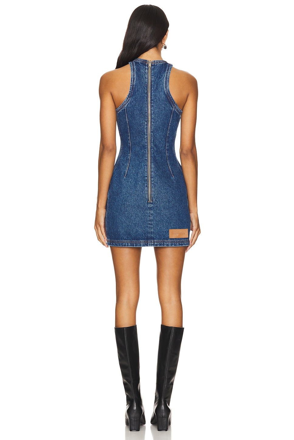 Feather Print Denim Mini Dress - 3