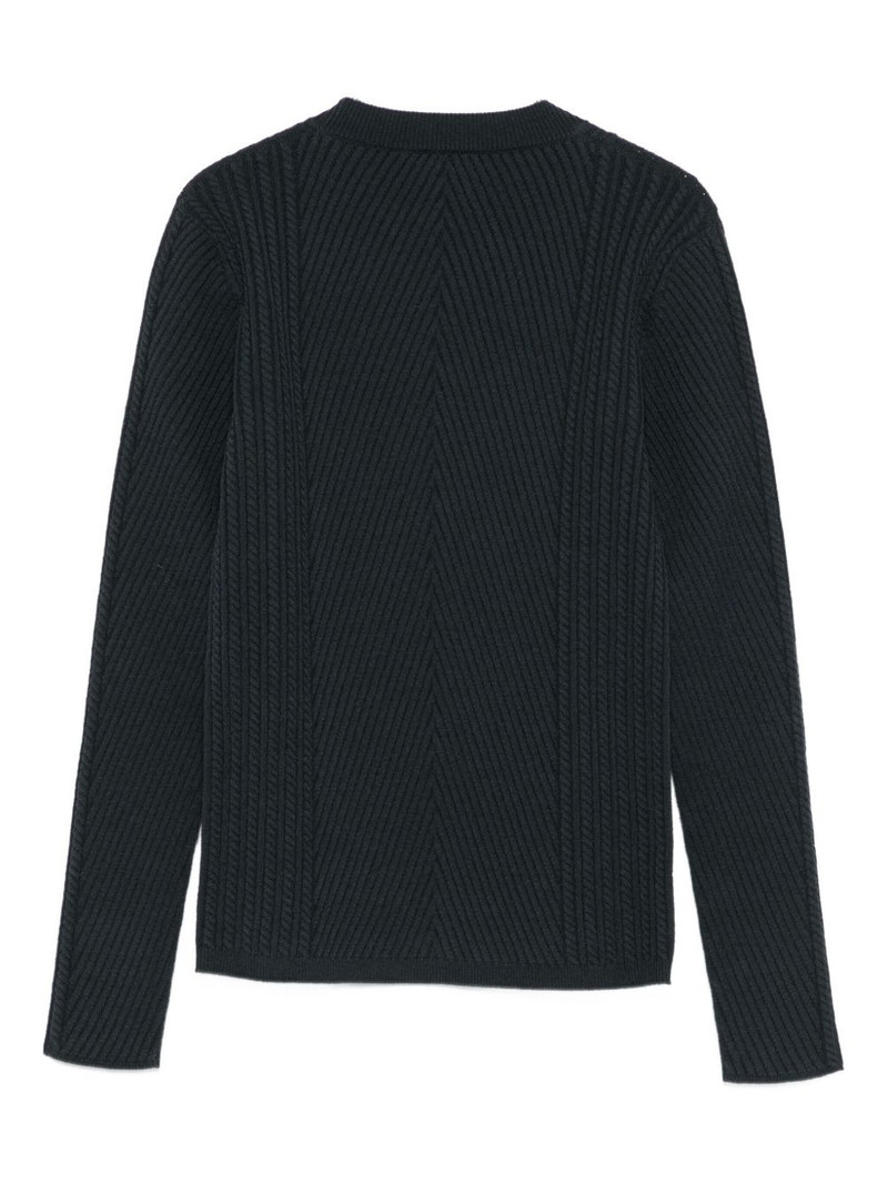 GIORGIO ARMANI herringbone cable knit sweater outlook