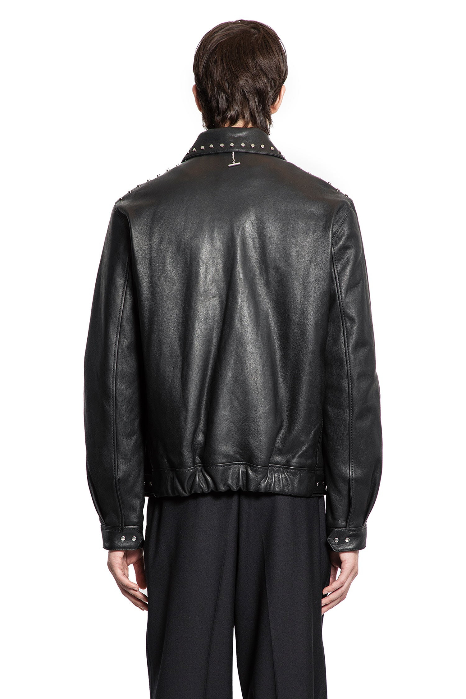 Studded Leather Aviator Jacket - 3