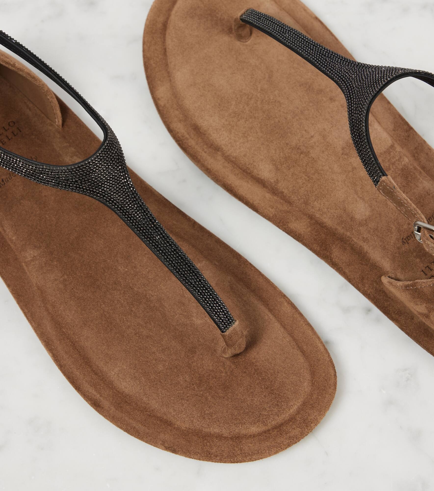 Embellished suede thong sandals - 5
