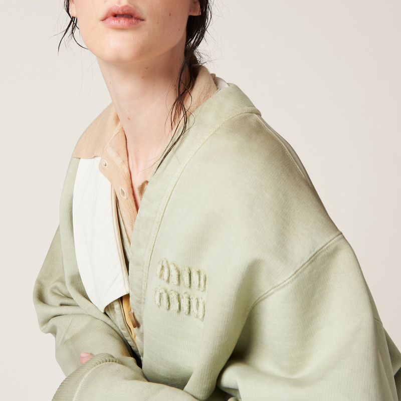 Garment-dyed cotton fleece cardigan 5