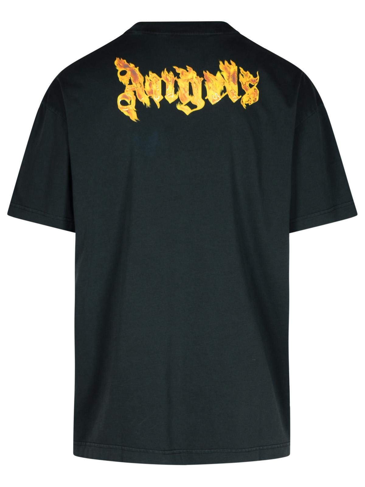 Palm Angels 'Burning Palm' Black Cotton Oversize T-Shirt Man - 3