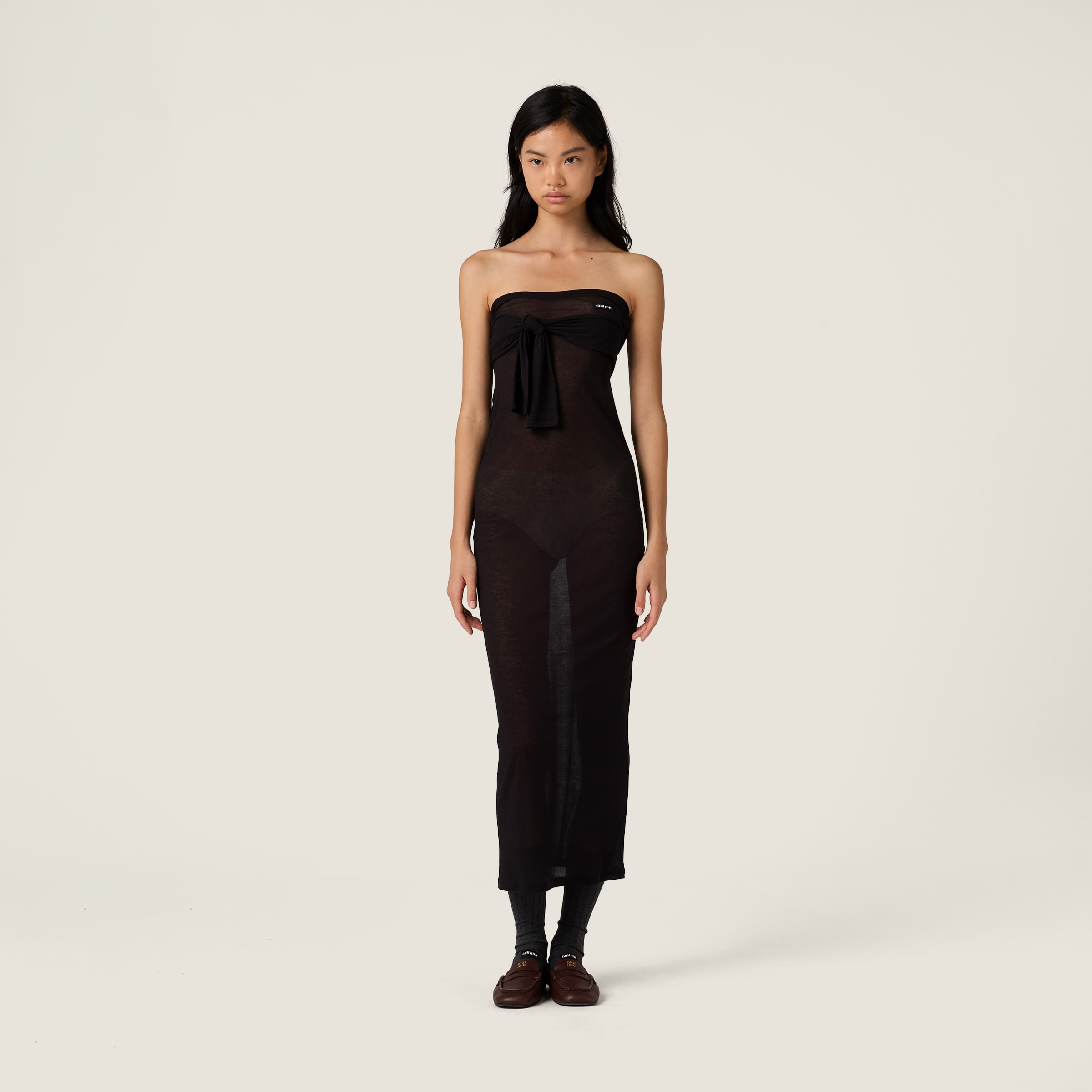 Long ribbed knit jersey dress - 2