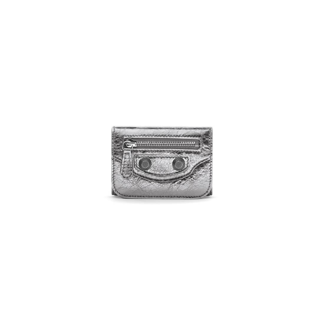 Women's Le Cagole Mini Wallet Metallized in Silver - 1