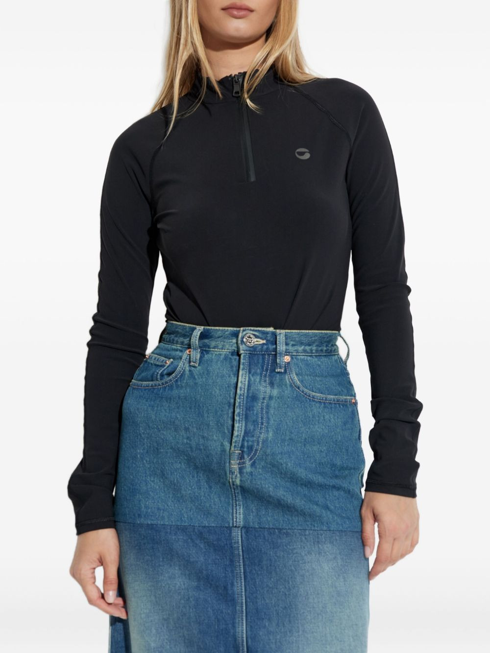 zip-neck long-sleeve bodysuit - 2