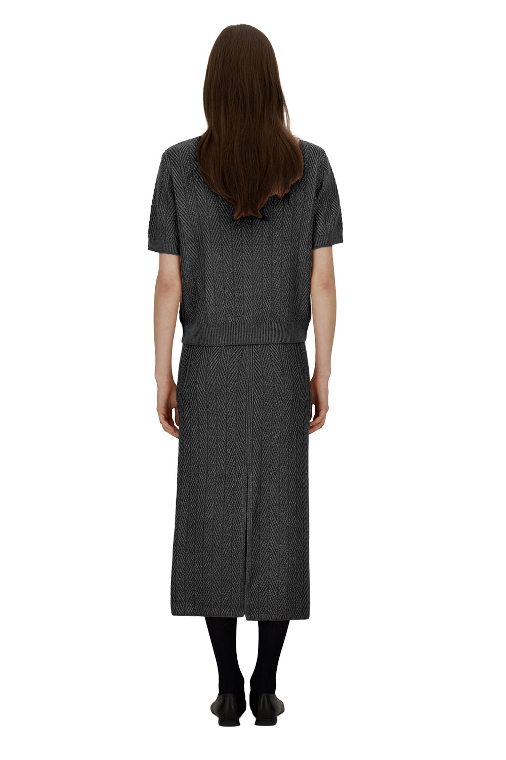 Shiny Herringbone Skirt - 4