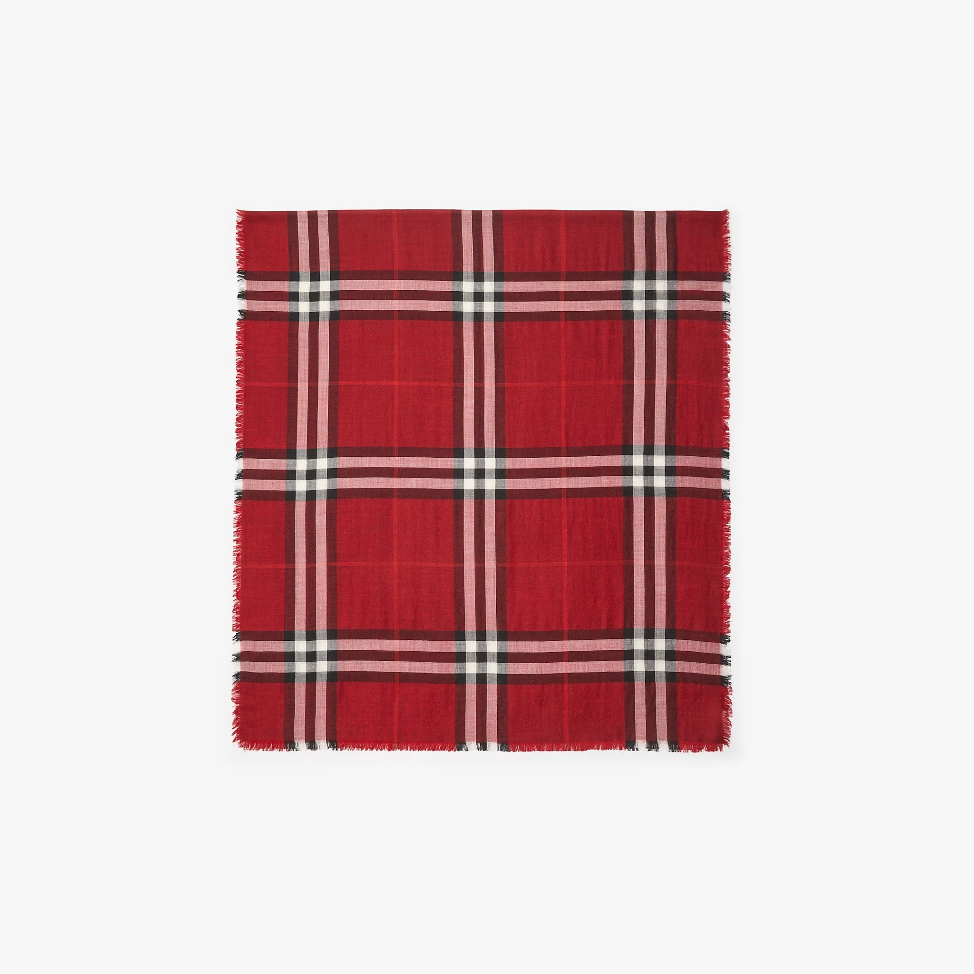 Reversible Check Wool Silk Scarf - 1
