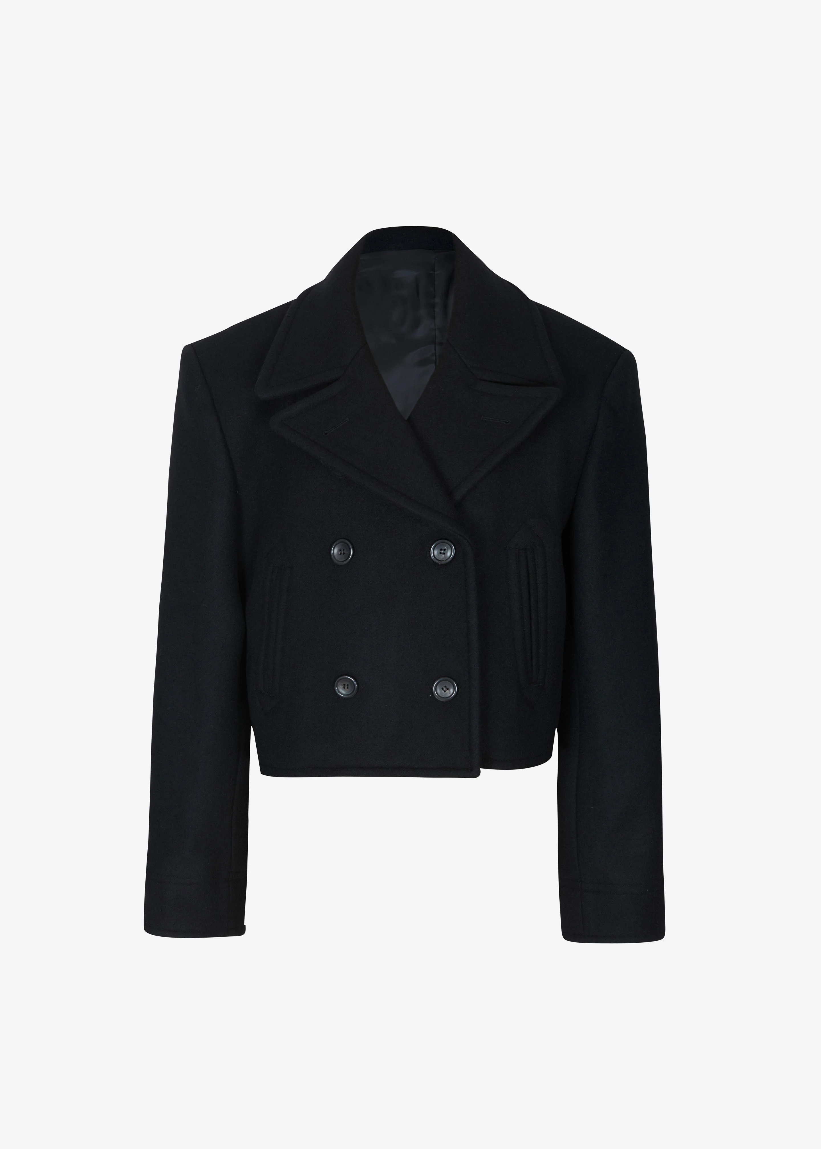 Roel Cropped Peacoat - Black - 1