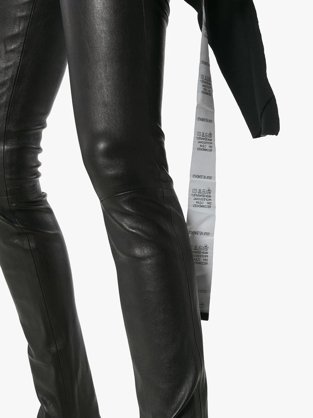 stretch leather leggings - 5