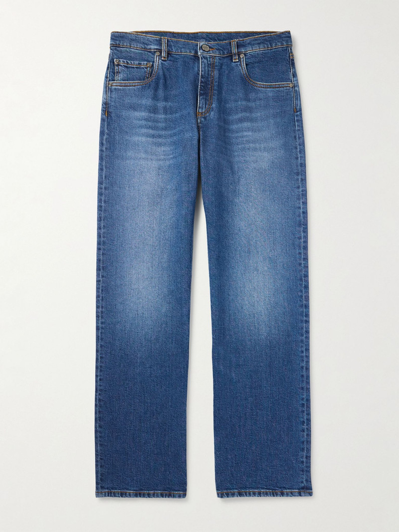 Straight-Leg Logo-Embroidered Jeans Blue 1