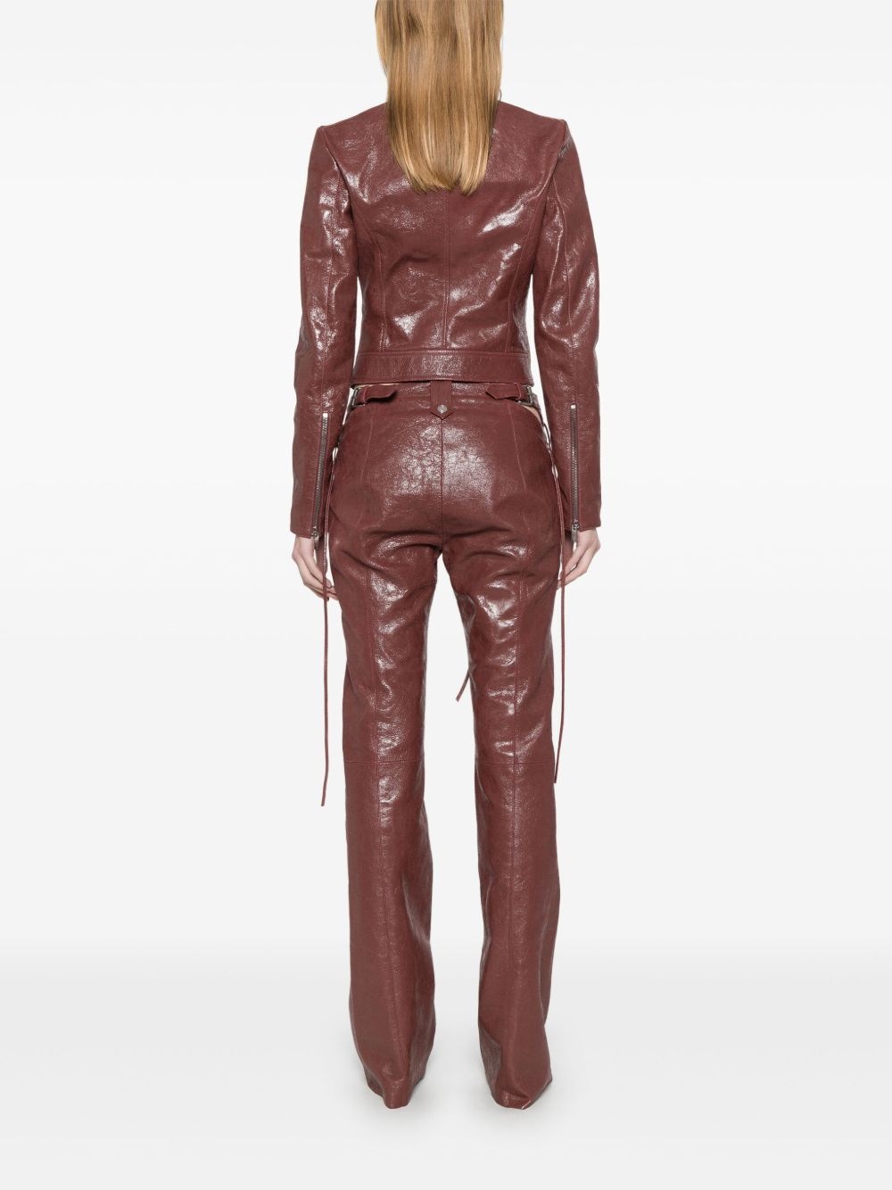 cracked-effect leather jacket - 4