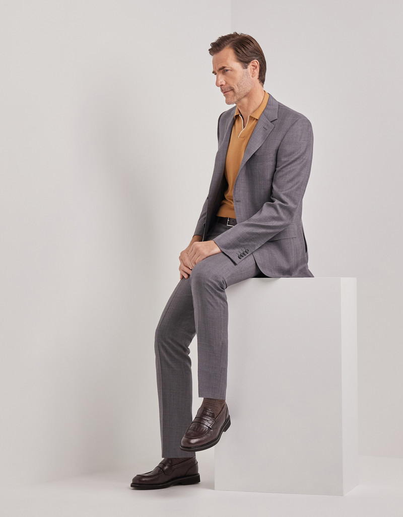 Canali GRAY AND RUST-BROWN WOOL REGULAR-FIT SUIT WITH PRINCE OF WALES DESIGN outlook
