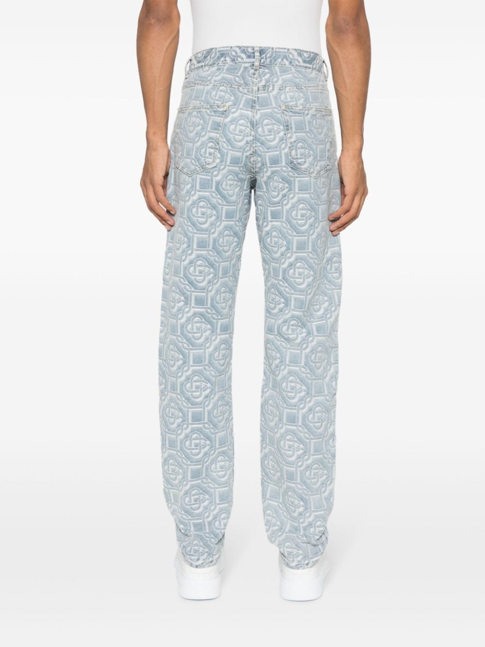 monogram-print straight-leg jeans - 4