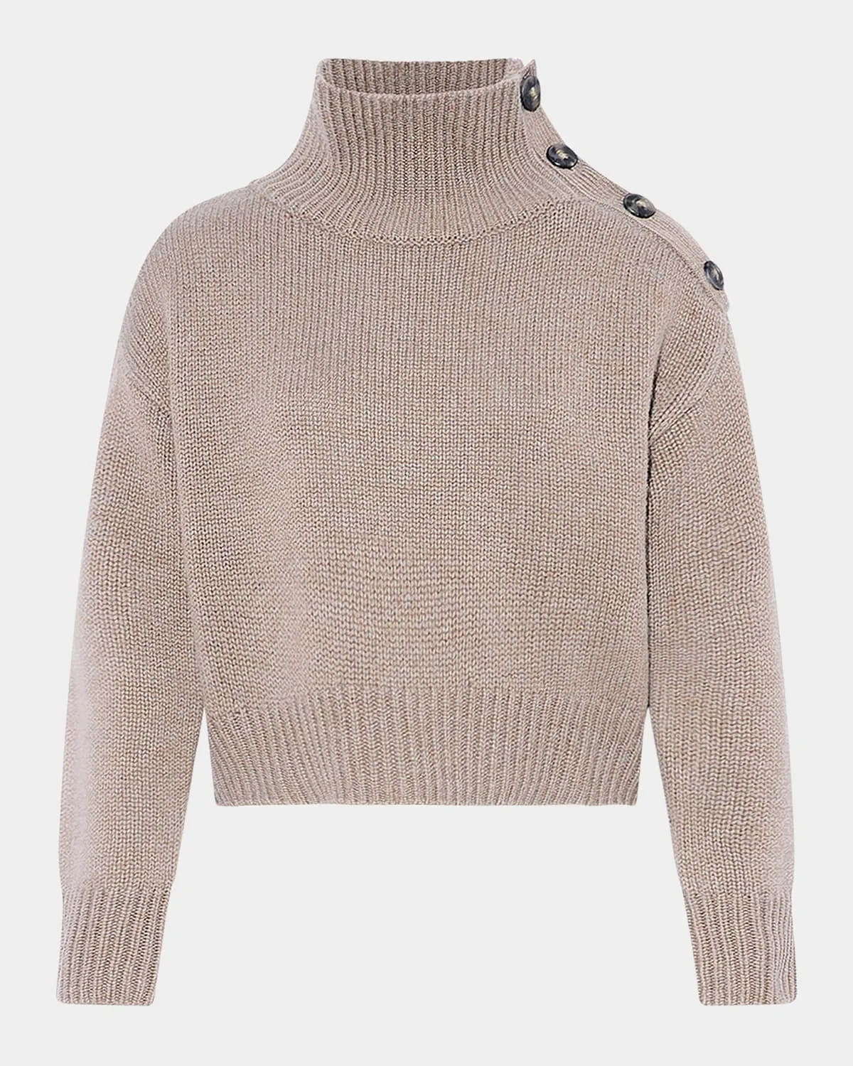 Buttoned Wool-Cashmere Sweater - 1