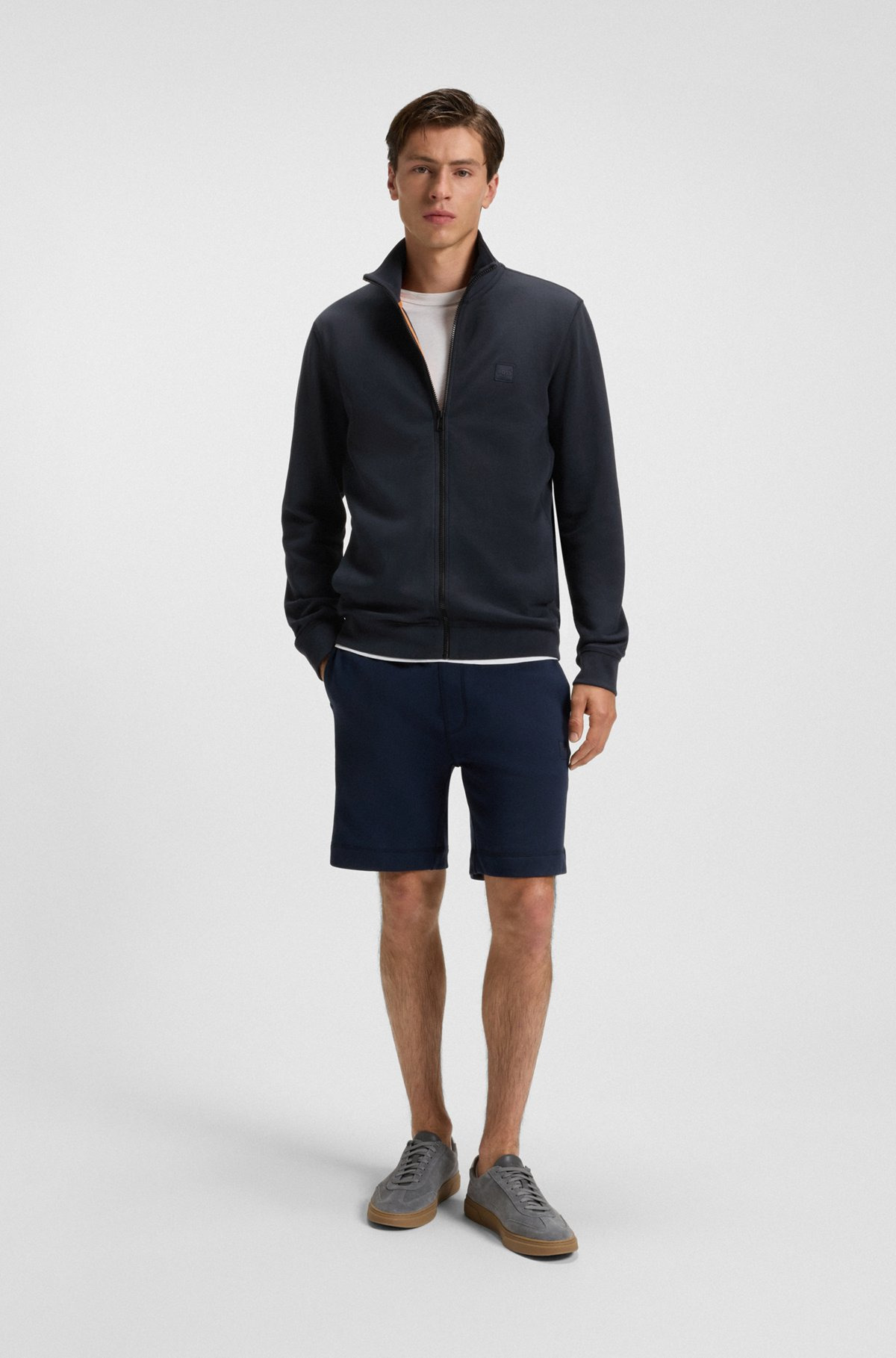 ZIP-UP JACKET IN COTTON TERRY WITH LOGO BADGE - 4