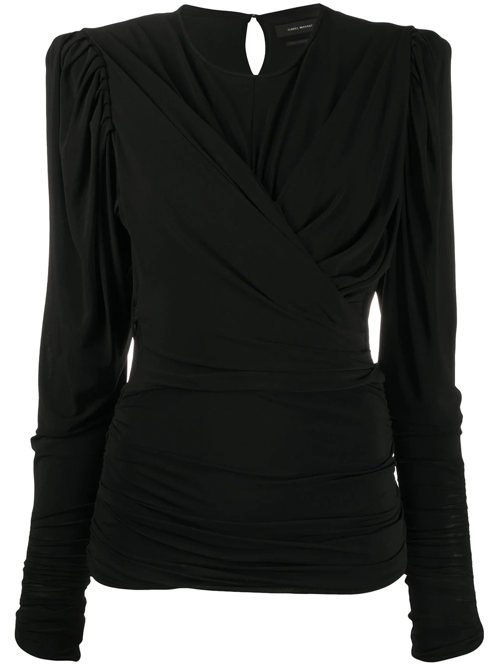 draped long-sleeve top - 1