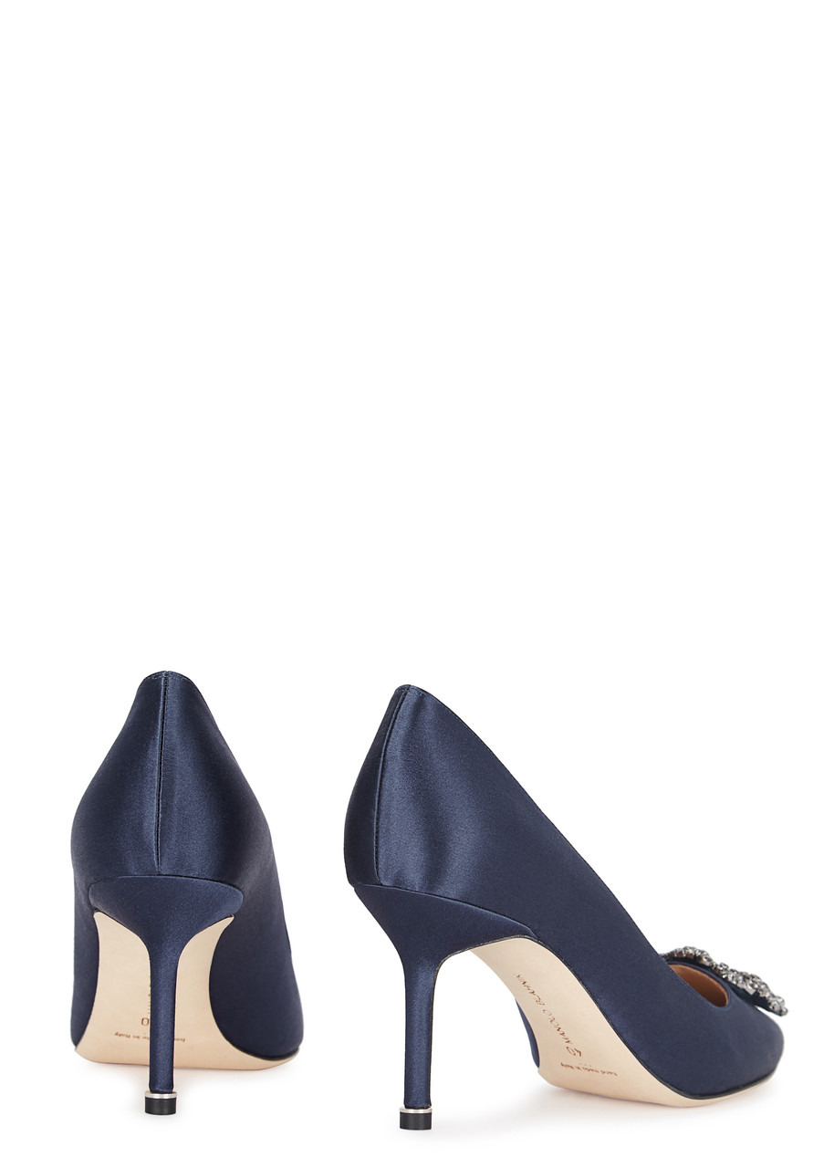 Hangisi 75 navy silk satin pumps - 3