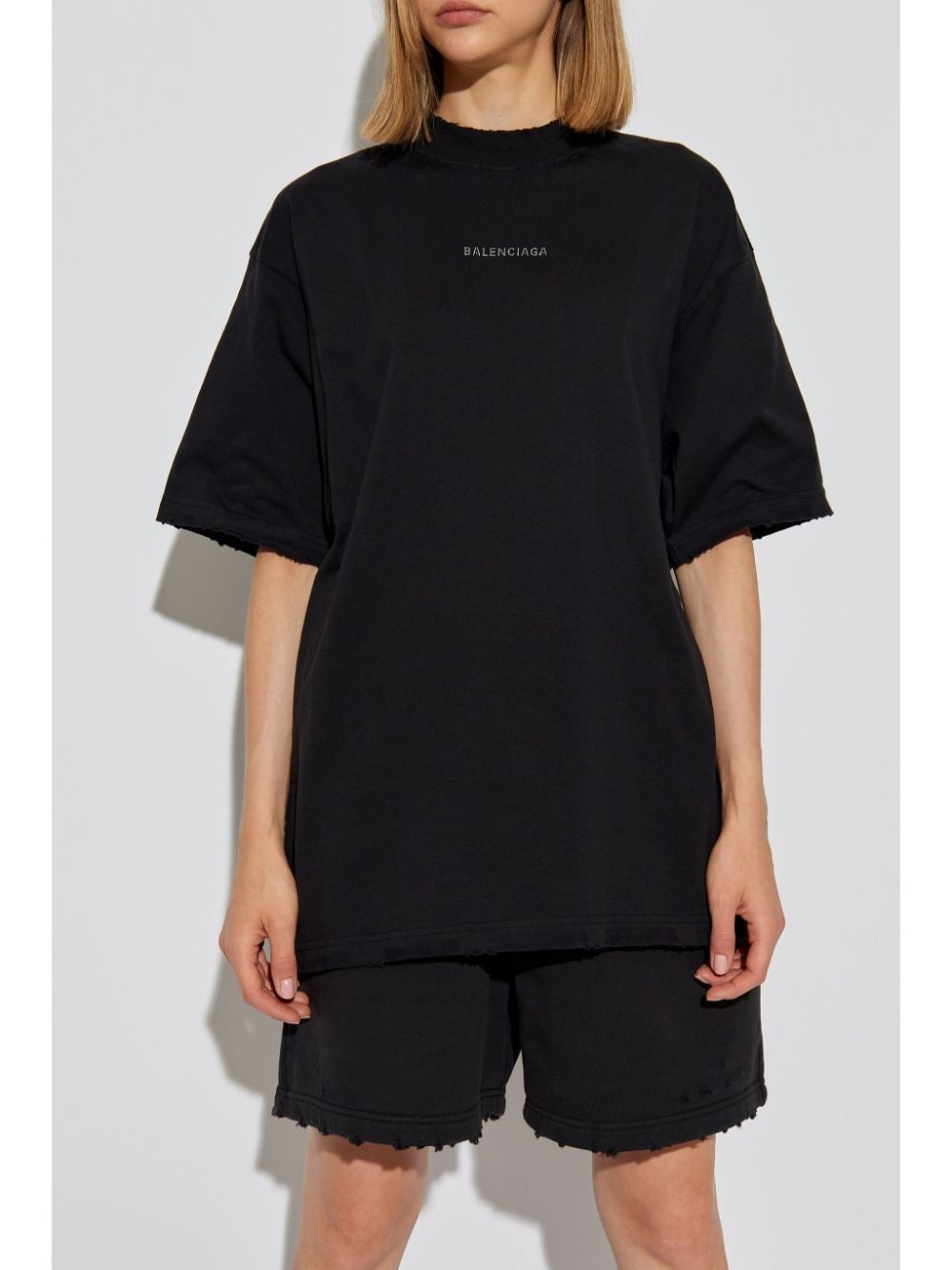 【BALENCIAGA】Rhinestone Logo Cotton T-Shirt Balenciaga Rhinestone-Logo Cropped T-Shirt | Harrods US