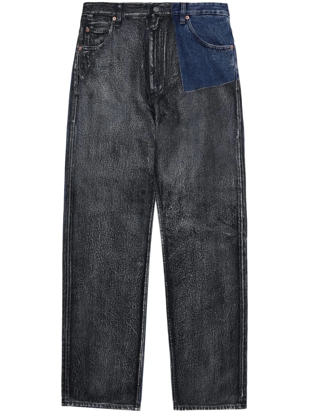 panelled mid-rise straight-leg jeans - 1