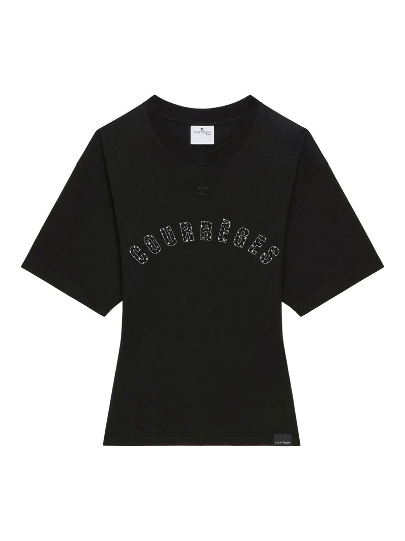 courrèges logo print t-shirt outlook
