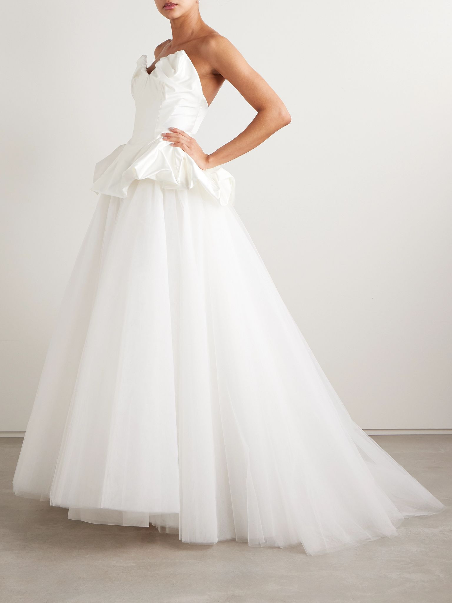 Joe Petticoat satin-trimmed tulle and crinoline maxi skirt Ivory - 2