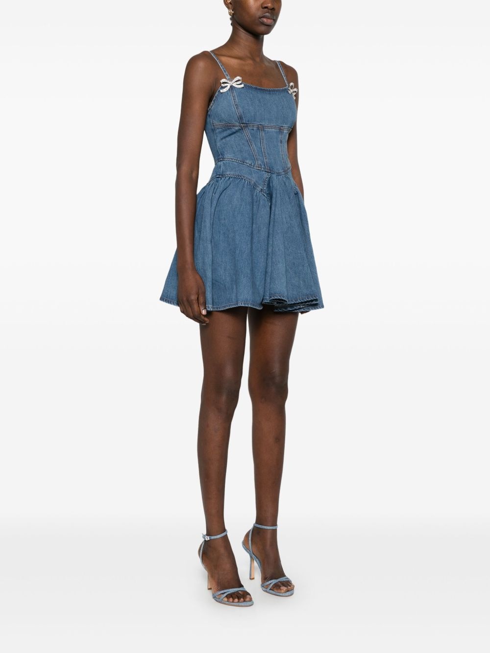 denim flared mini dress - 3