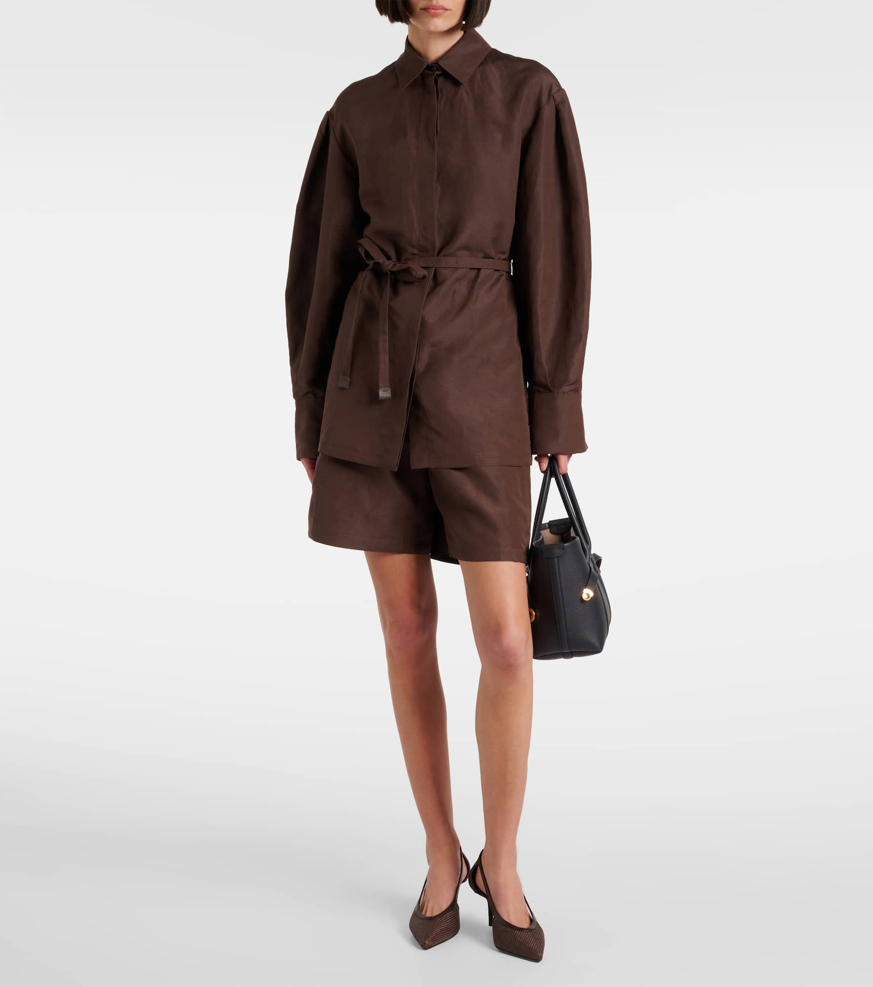 Affari belted linen and silk shirt - 2